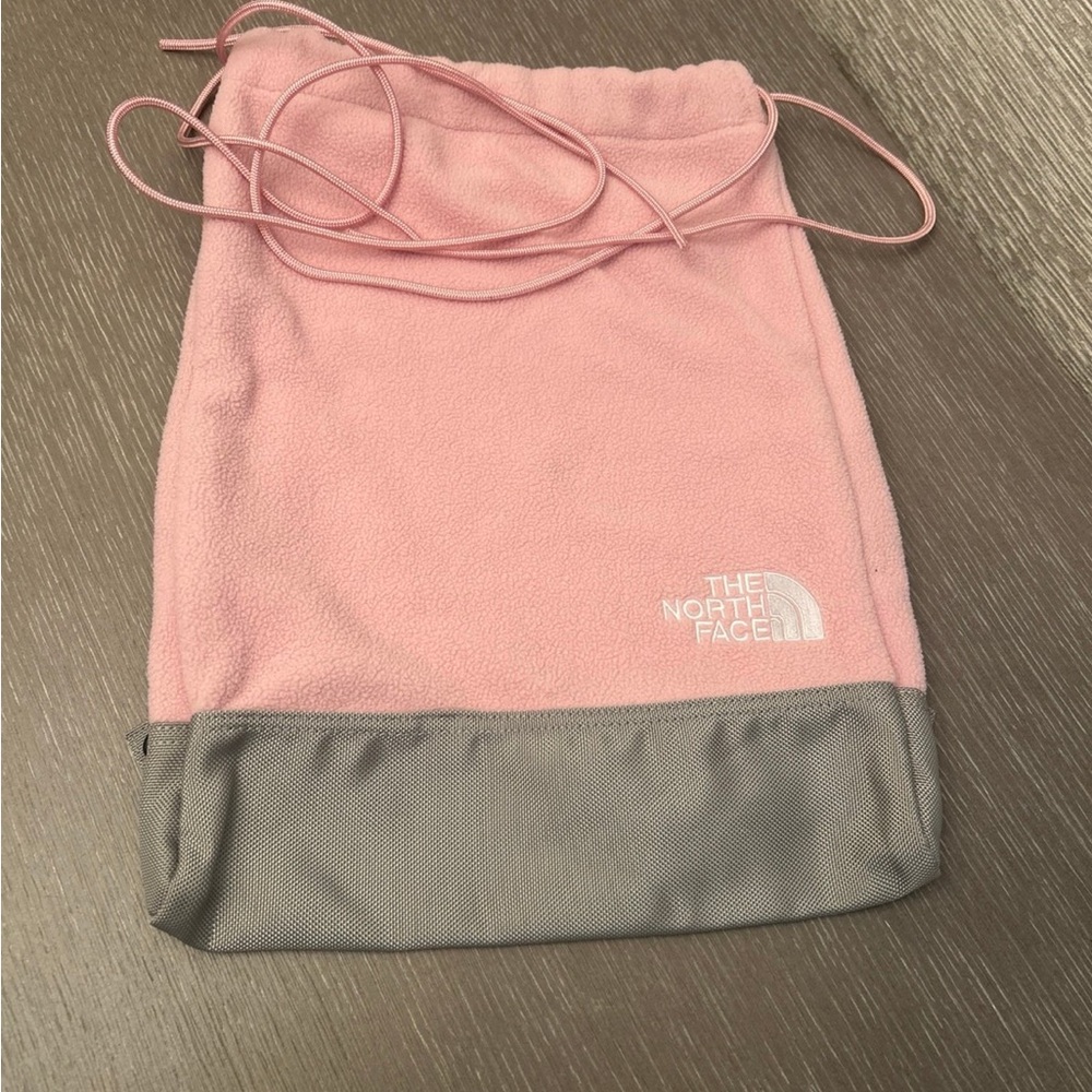 The North Face Pink and Gray Fleece backpack